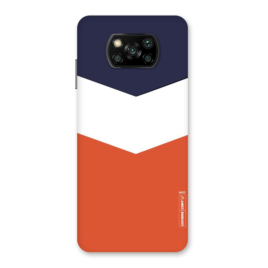 Navy Blue White Orange Arrow Back Case for Poco X3