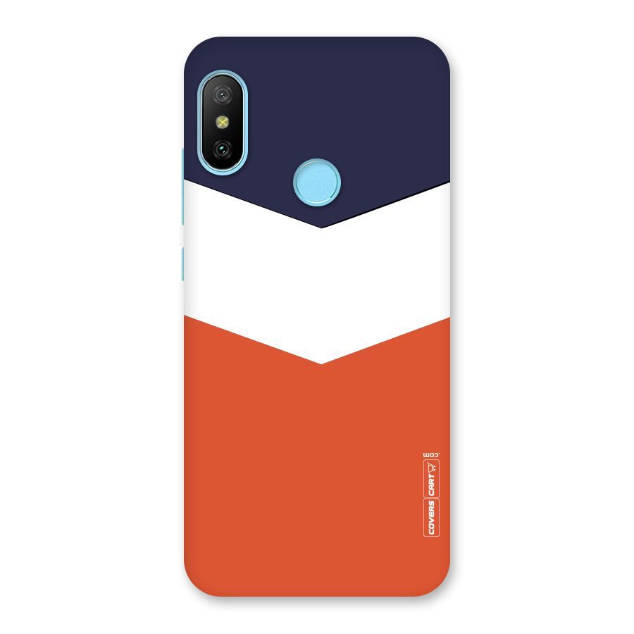 Navy Blue White Orange Arrow Back Case for Redmi 6 Pro