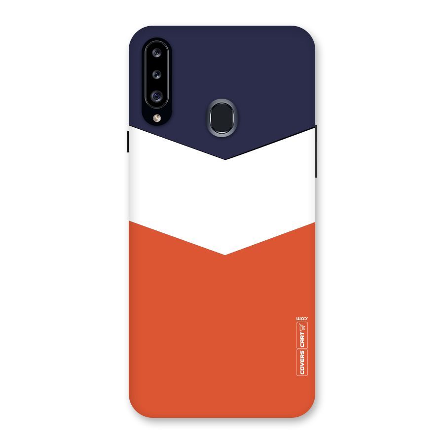 Navy Blue White Orange Arrow Back Case for Samsung Galaxy A20s