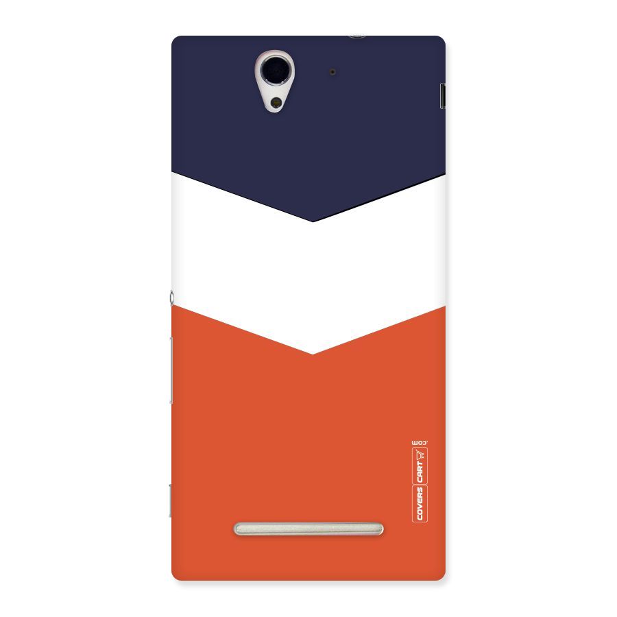 Navy Blue White Orange Arrow Back Case for Sony Xperia C3