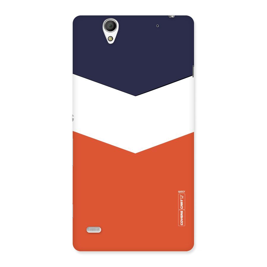 Navy Blue White Orange Arrow Back Case for Sony Xperia C4