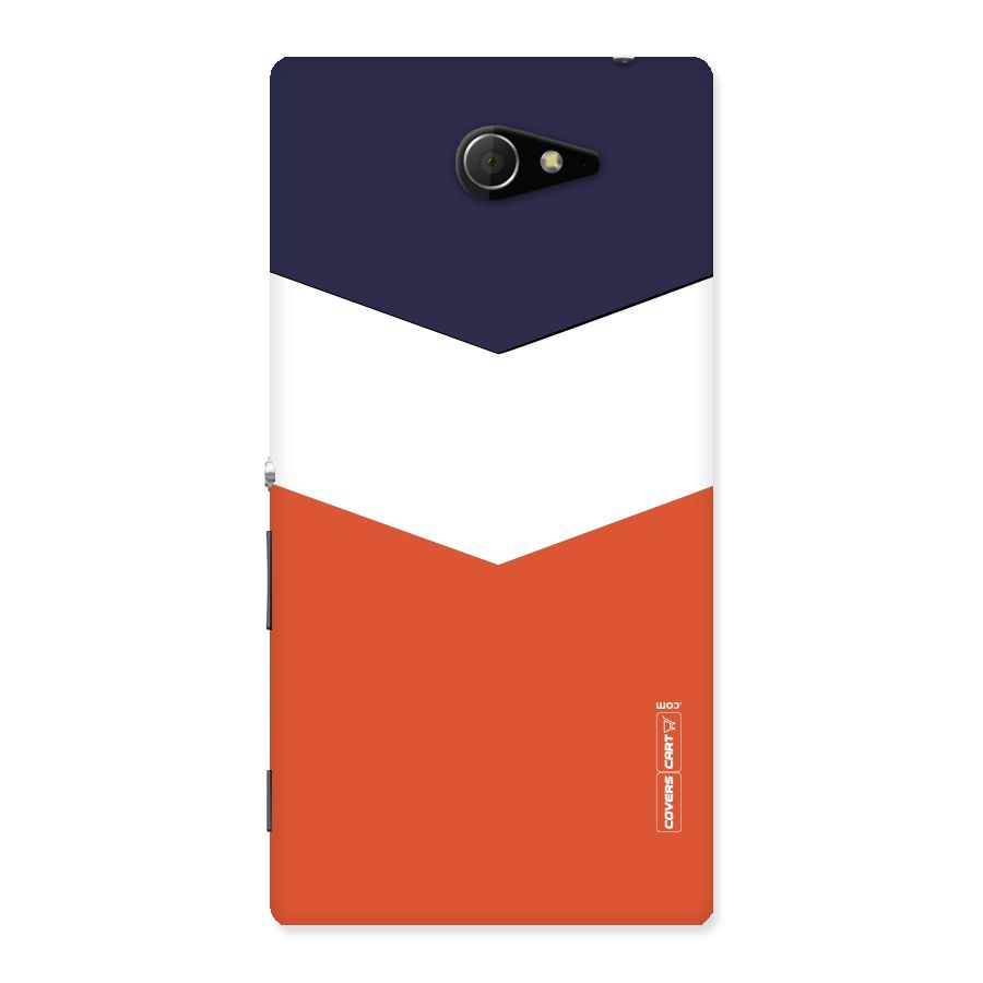 Navy Blue White Orange Arrow Back Case for Sony Xperia M2