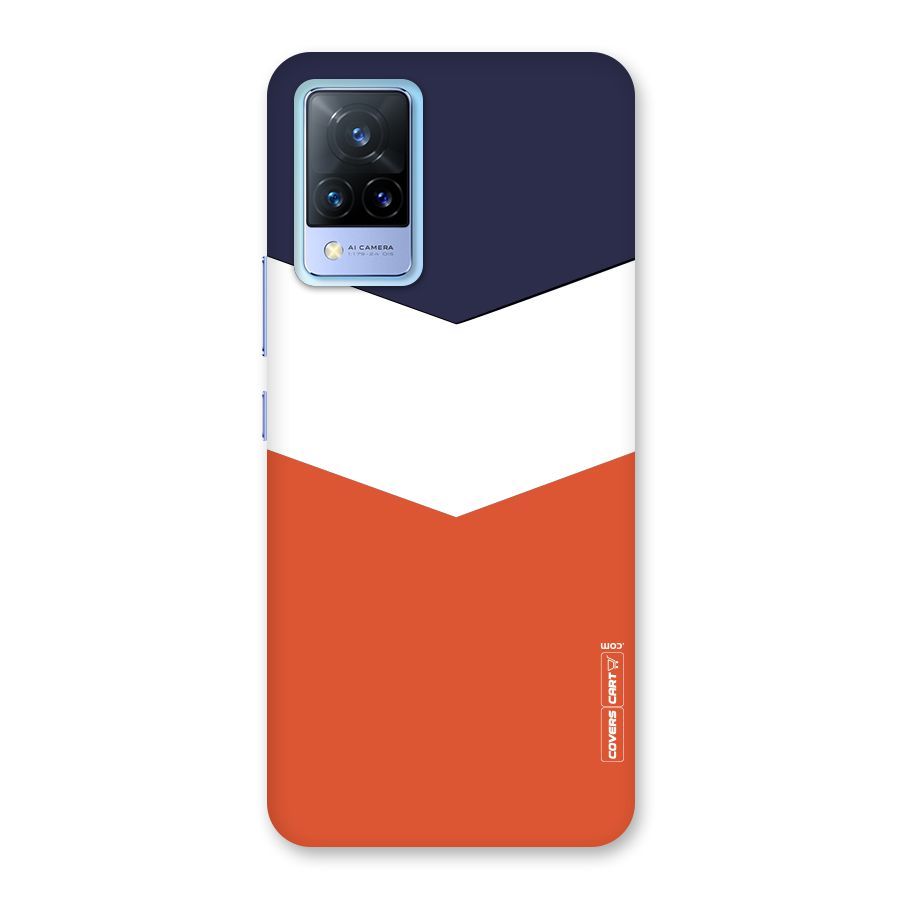 Navy Blue White Orange Arrow Back Case for Vivo V21 5G