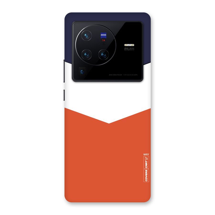 Navy Blue White Orange Arrow Back Case for Vivo X80 Pro