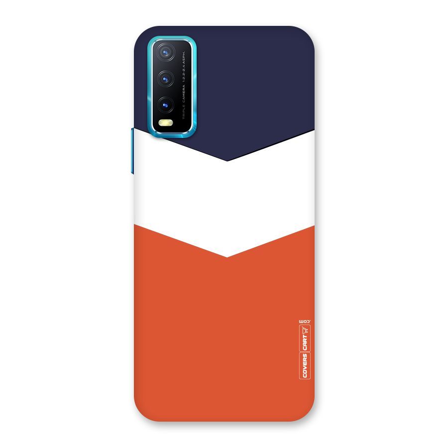 Navy Blue White Orange Arrow Back Case for Vivo Y20i