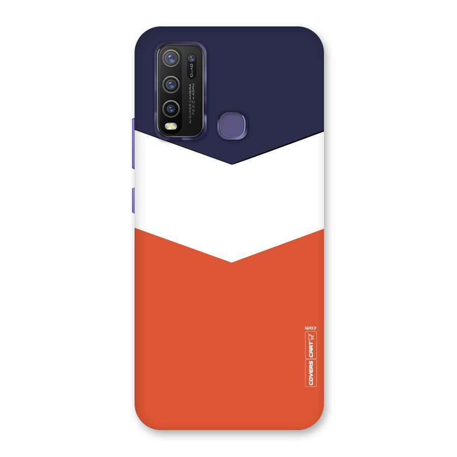 Navy Blue White Orange Arrow Back Case for Vivo Y50