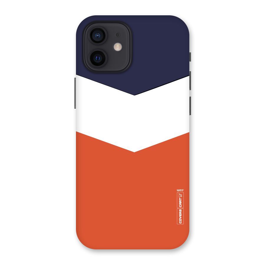 Navy Blue White Orange Arrow Back Case for iPhone 12