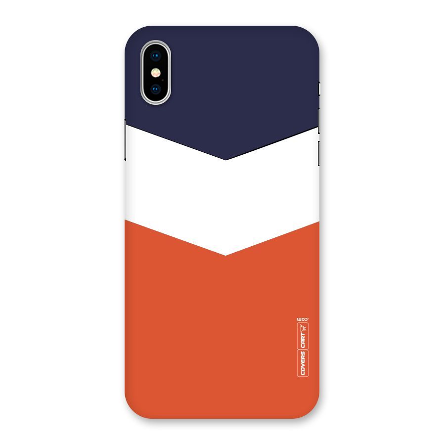 Navy Blue White Orange Arrow Back Case for iPhone XS