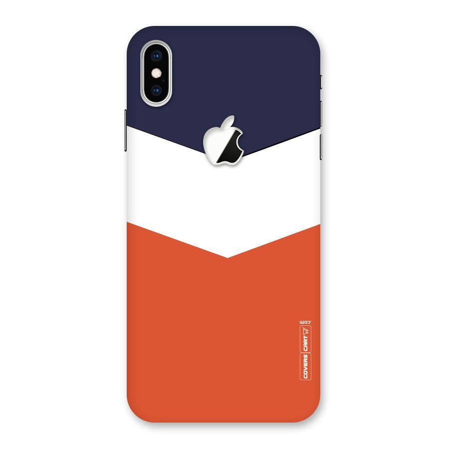 Navy Blue White Orange Arrow Back Case for iPhone XS Max Apple Cut