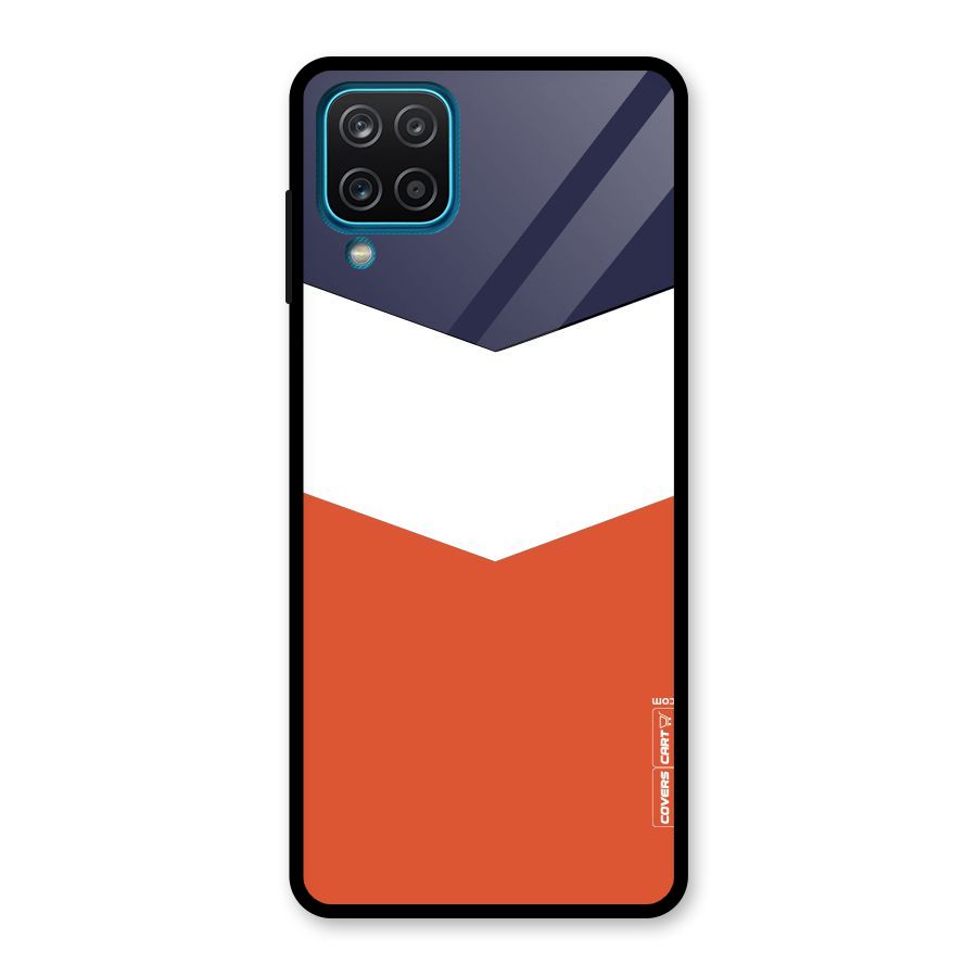 Navy Blue White Orange Arrow Glass Back Case for Galaxy A12