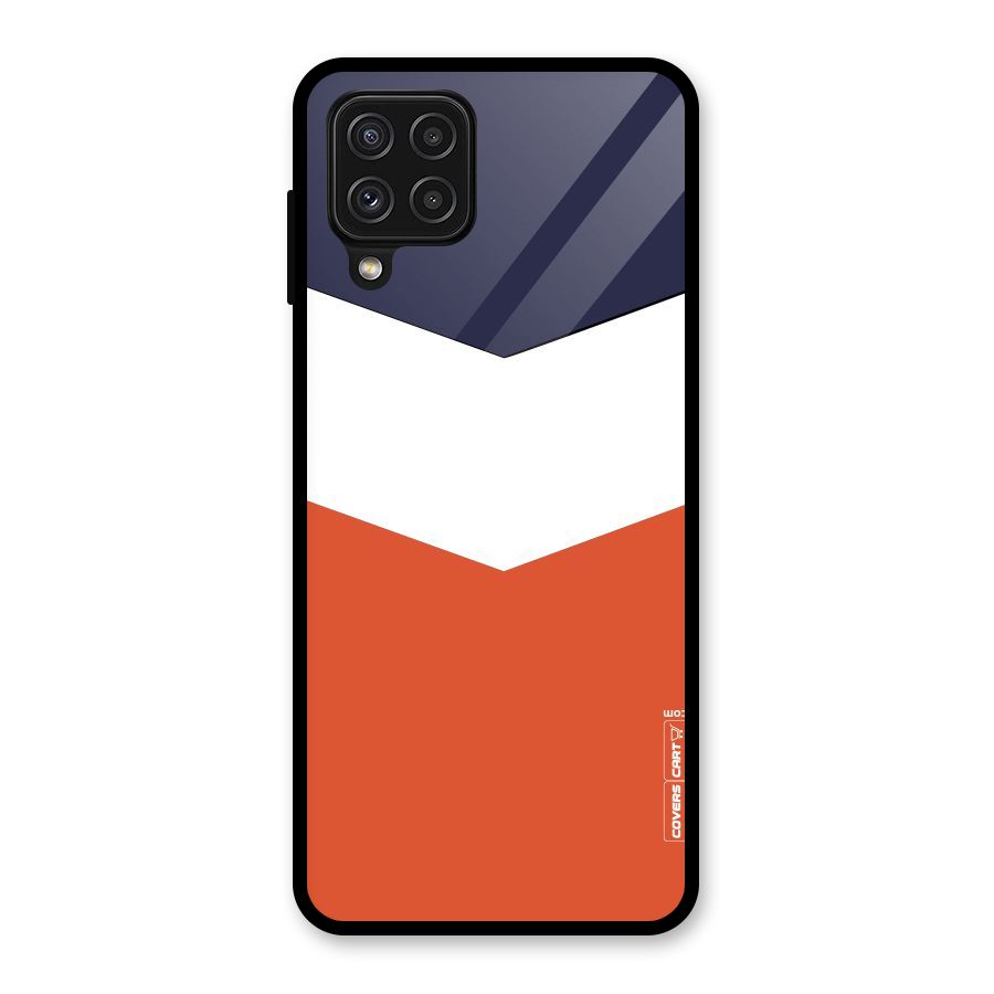 Navy Blue White Orange Arrow Glass Back Case for Galaxy A22 4G