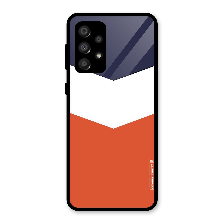 Navy Blue White Orange Arrow Glass Back Case for Galaxy A32