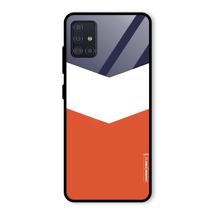 Navy Blue White Orange Arrow Glass Back Case for Galaxy A51