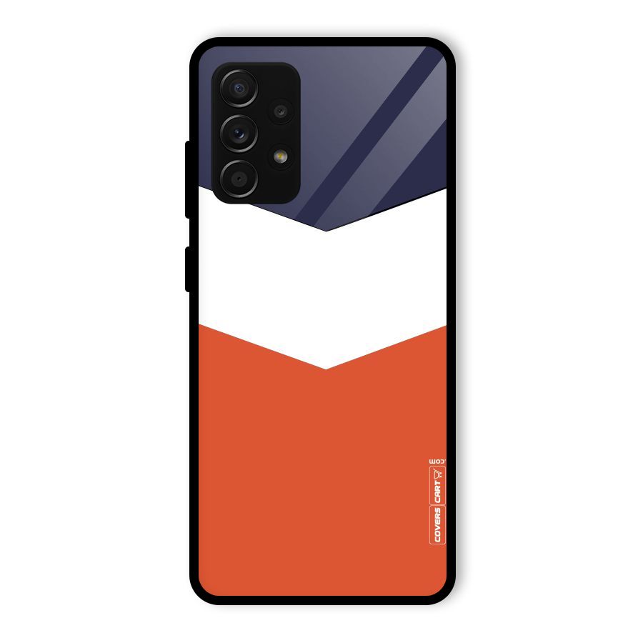 Navy Blue White Orange Arrow Glass Back Case for Galaxy A53 5G