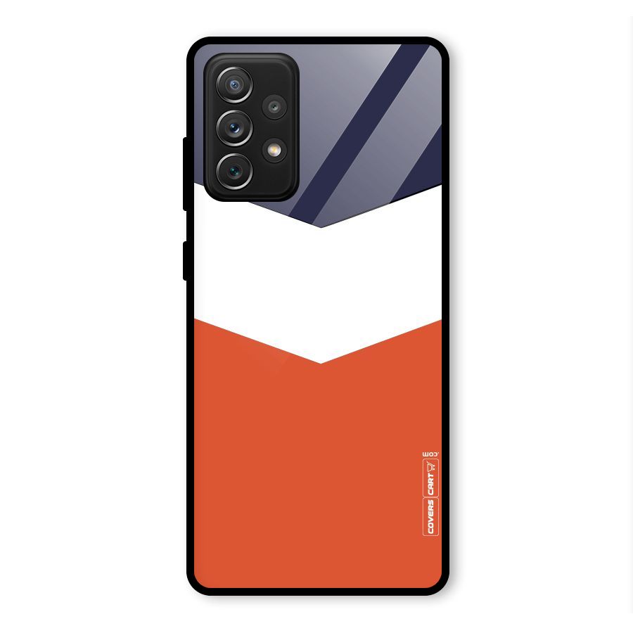 Navy Blue White Orange Arrow Glass Back Case for Galaxy A72