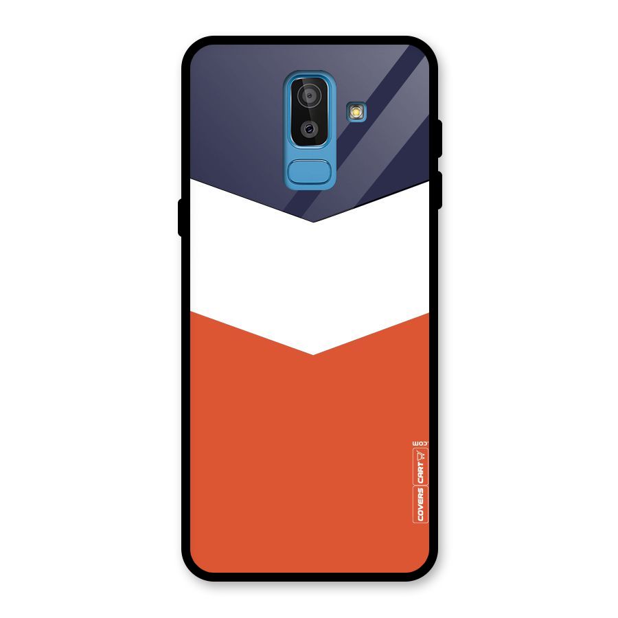 Navy Blue White Orange Arrow Glass Back Case for Galaxy J8