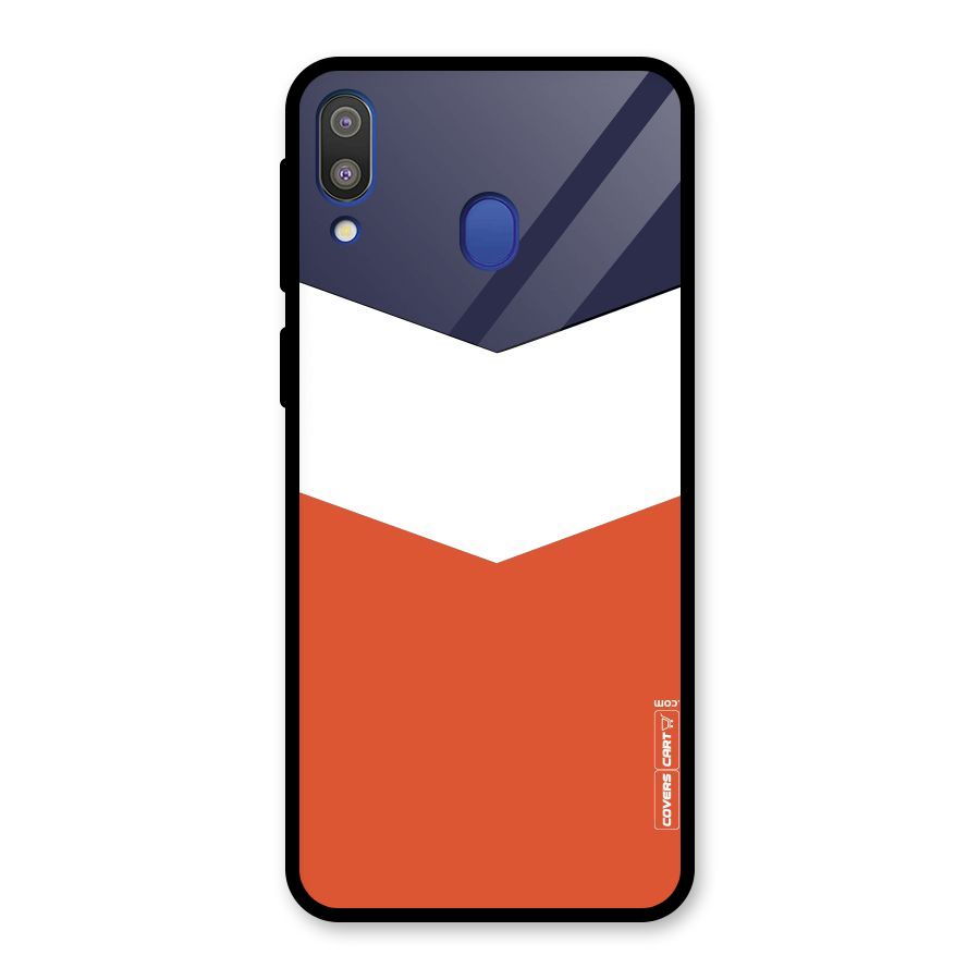 Navy Blue White Orange Arrow Glass Back Case for Galaxy M20