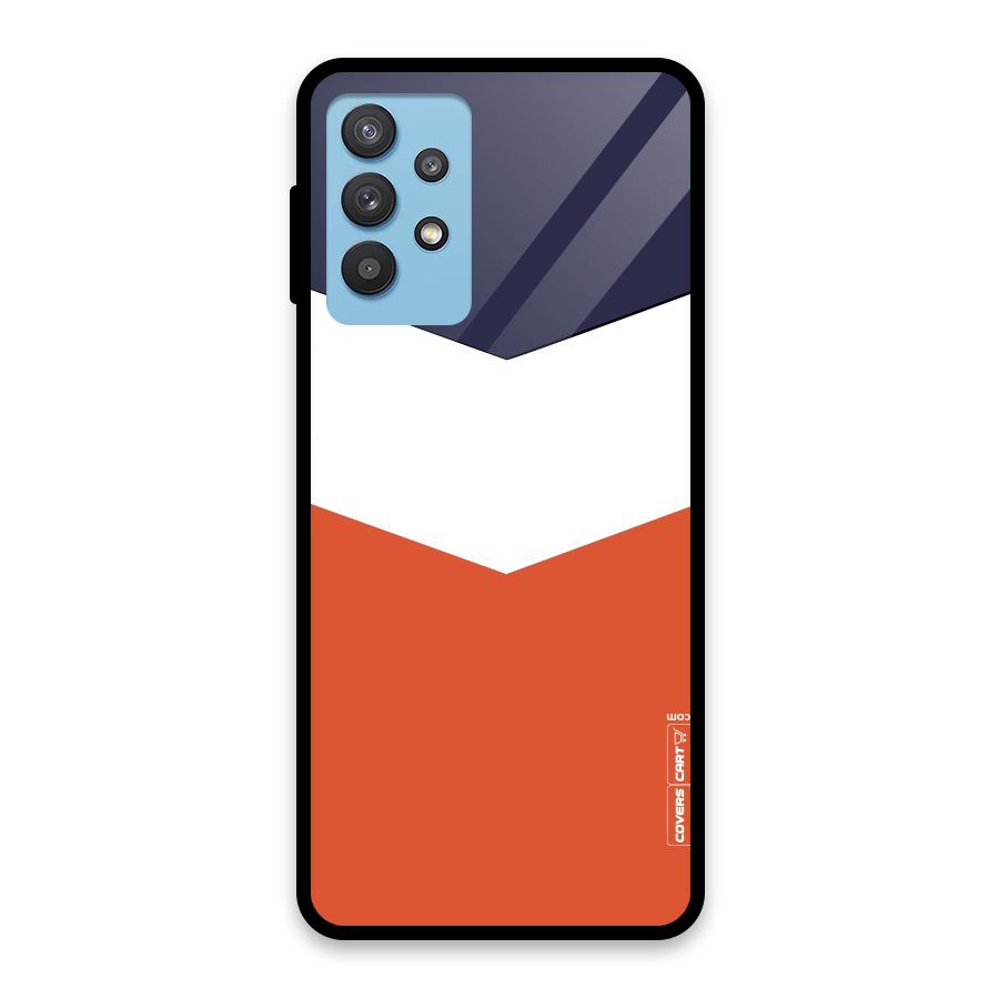 Navy Blue White Orange Arrow Glass Back Case for Galaxy M32 5G