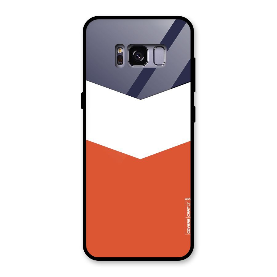 Navy Blue White Orange Arrow Glass Back Case for Galaxy S8