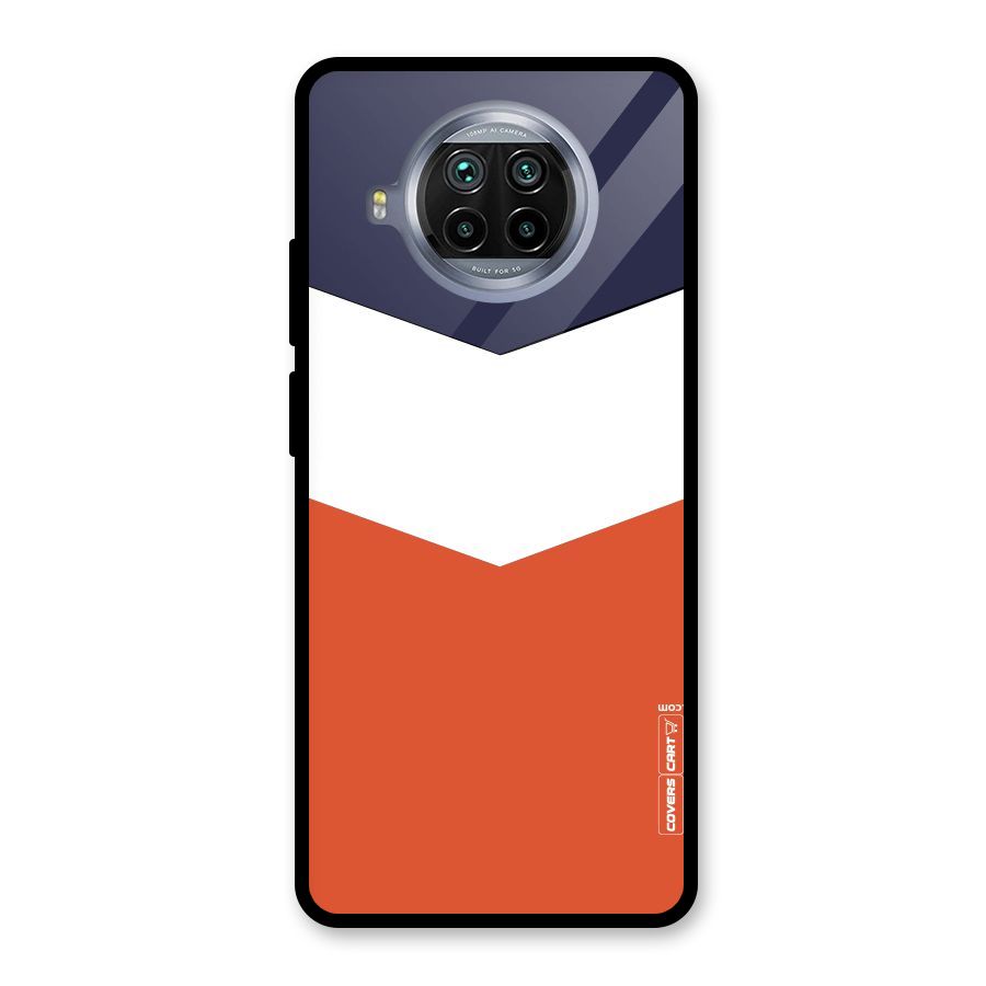 Navy Blue White Orange Arrow Glass Back Case for Mi 10i