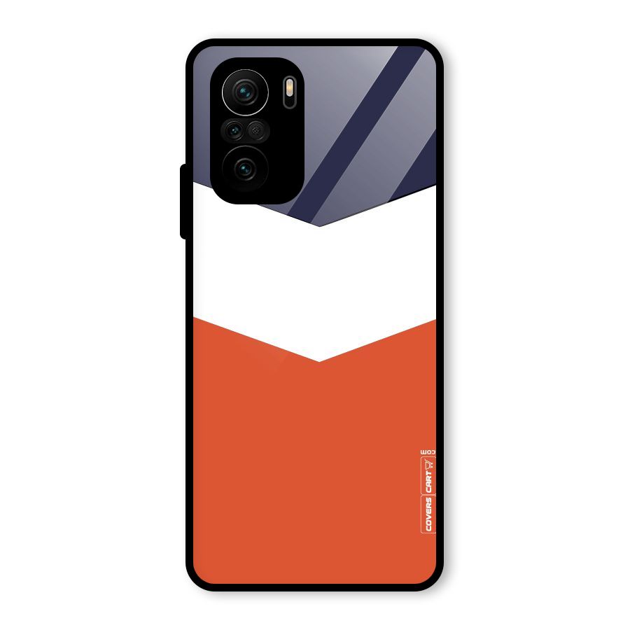 Navy Blue White Orange Arrow Glass Back Case for Mi 11x
