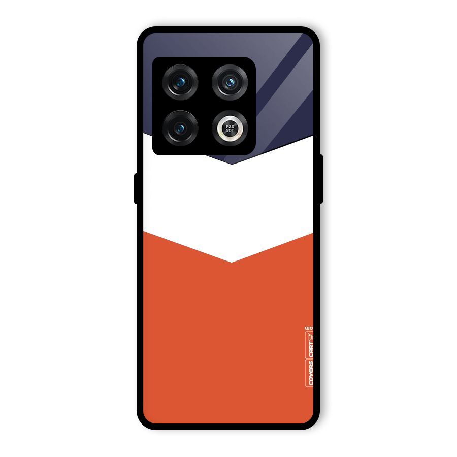 Navy Blue White Orange Arrow Glass Back Case for OnePlus 10 Pro 5G