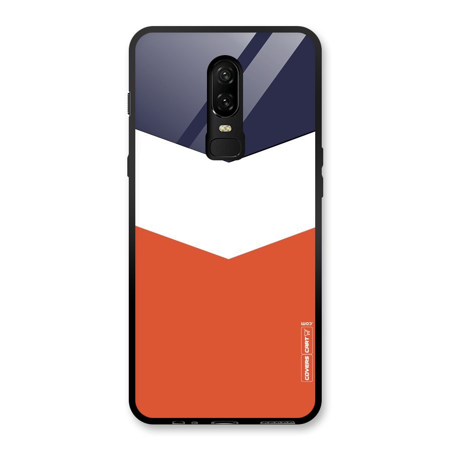Navy Blue White Orange Arrow Glass Back Case for OnePlus 6