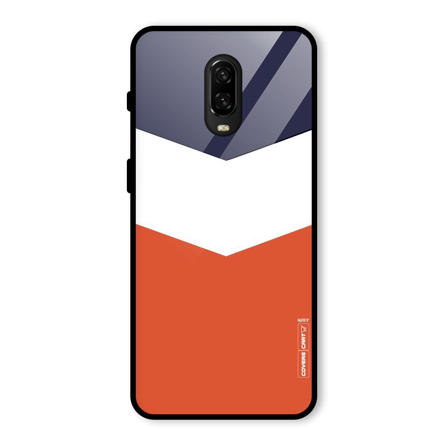 Navy Blue White Orange Arrow Glass Back Case for OnePlus 6T