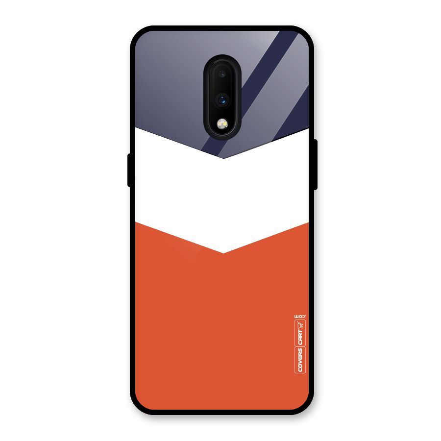 Navy Blue White Orange Arrow Glass Back Case for OnePlus 7