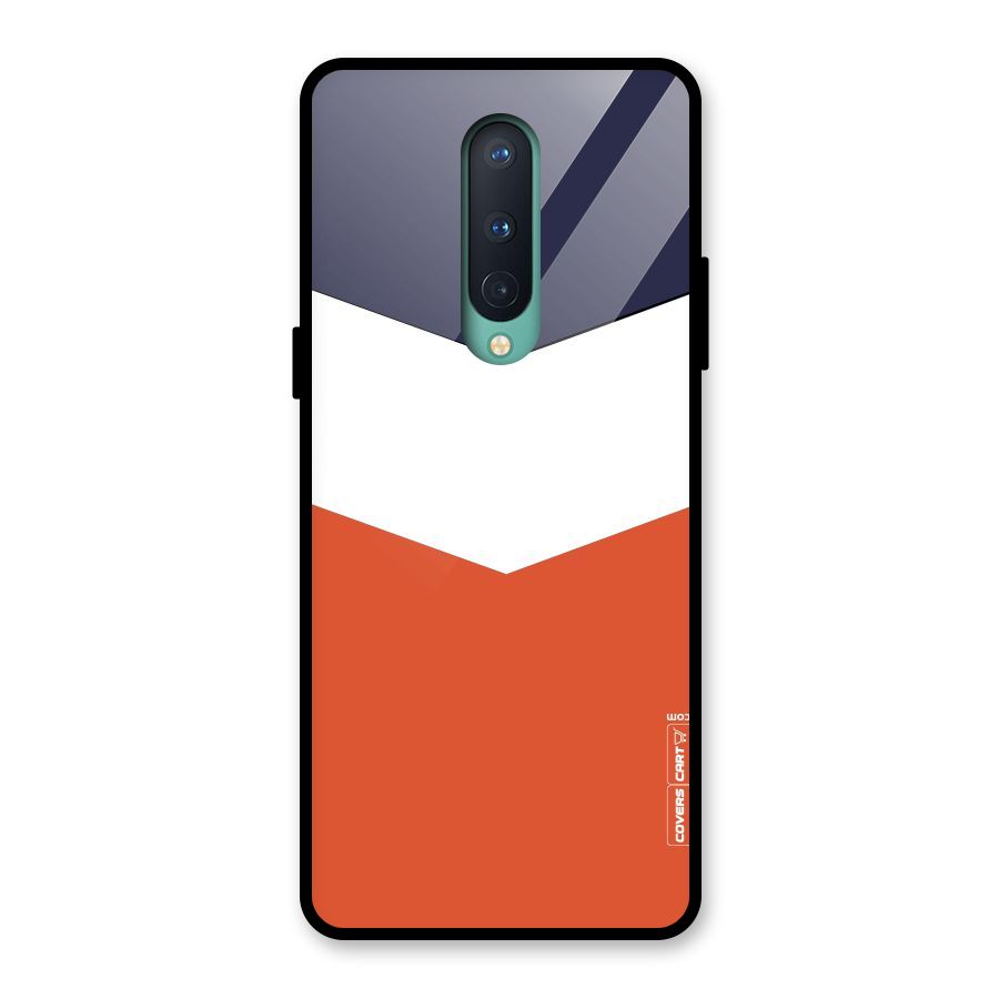 Navy Blue White Orange Arrow Glass Back Case for OnePlus 8