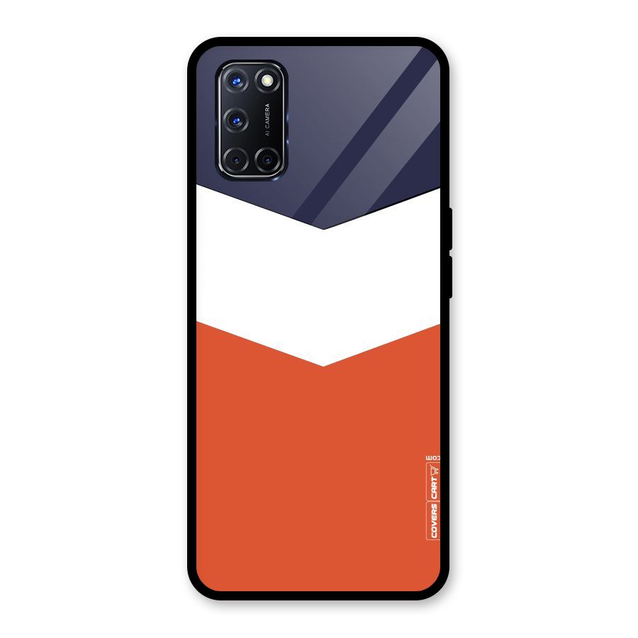 Navy Blue White Orange Arrow Glass Back Case for Oppo A52
