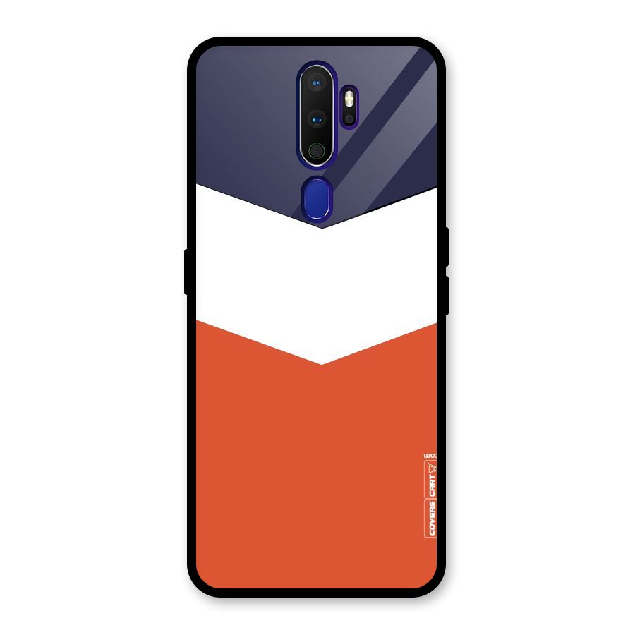 Navy Blue White Orange Arrow Glass Back Case for Oppo A9 (2020)