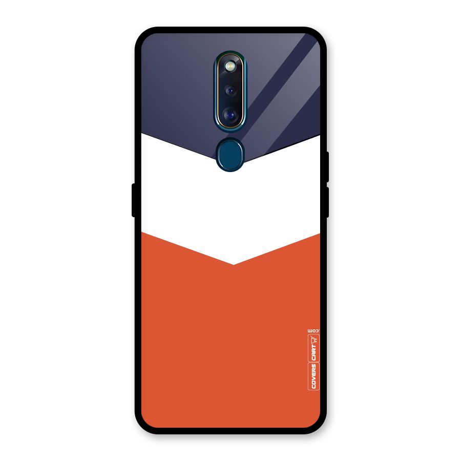 Navy Blue White Orange Arrow Glass Back Case for Oppo F11 Pro