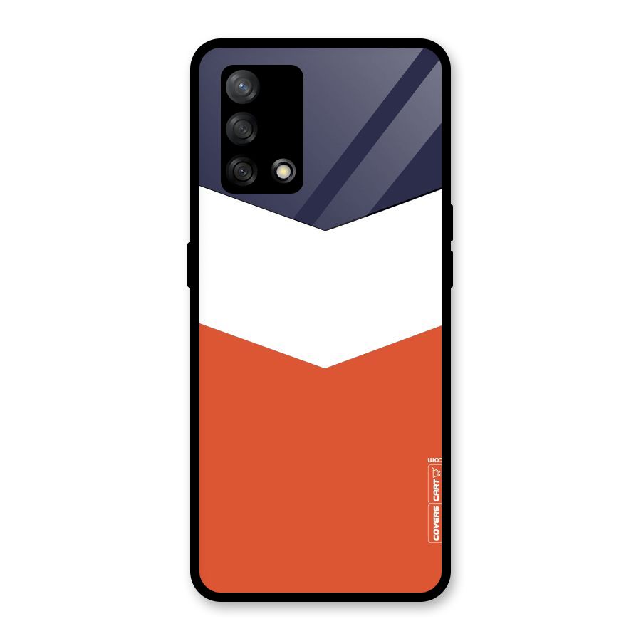 Navy Blue White Orange Arrow Glass Back Case for Oppo F19