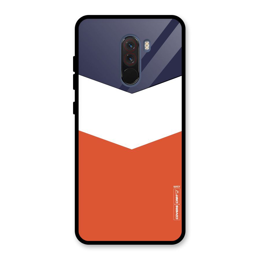 Navy Blue White Orange Arrow Glass Back Case for Poco F1
