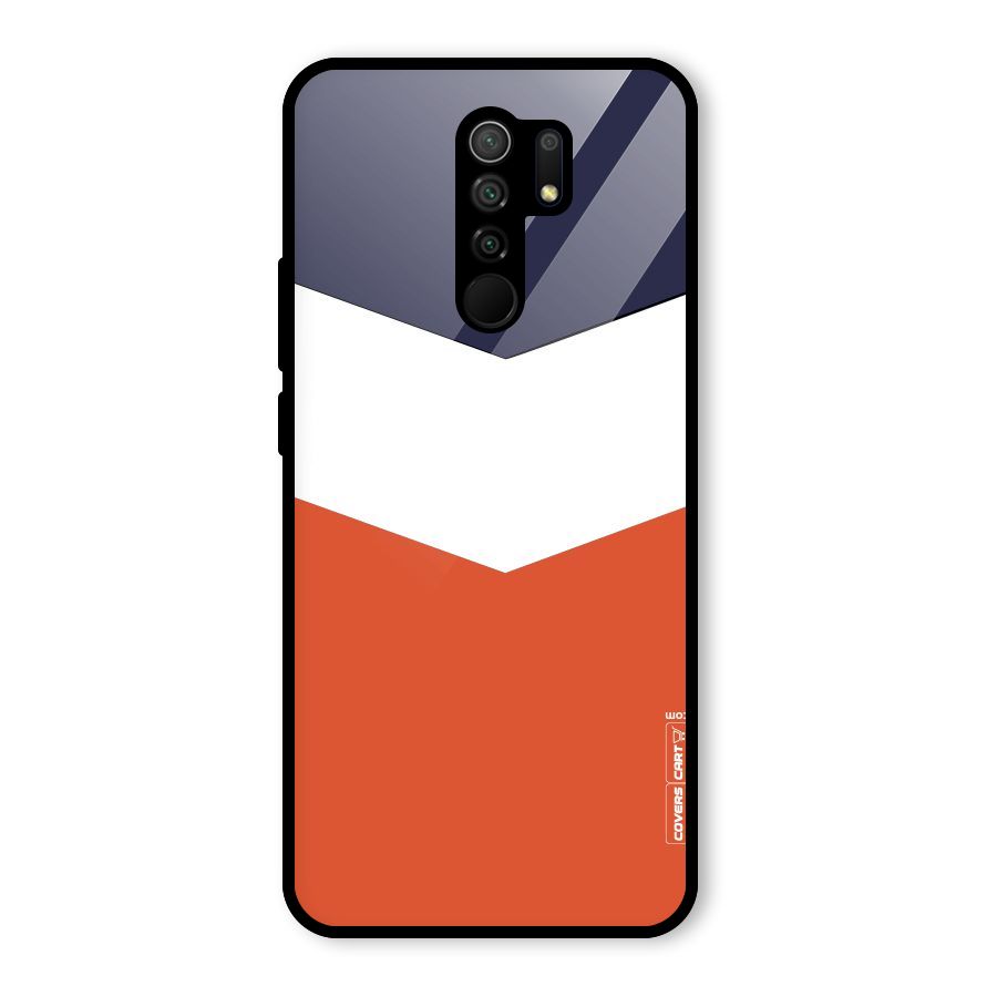 Navy Blue White Orange Arrow Glass Back Case for Poco M2