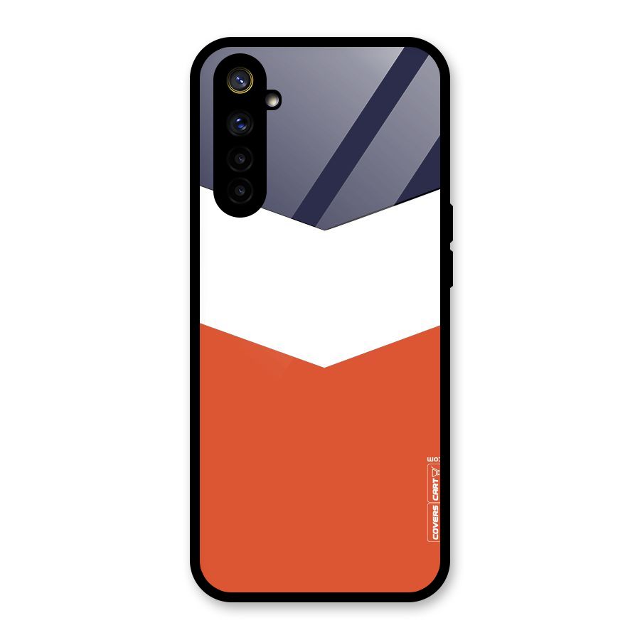 Navy Blue White Orange Arrow Glass Back Case for Realme 6i