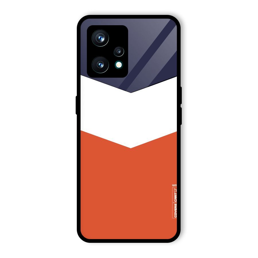 Navy Blue White Orange Arrow Glass Back Case for Realme 9 Pro Plus 5G