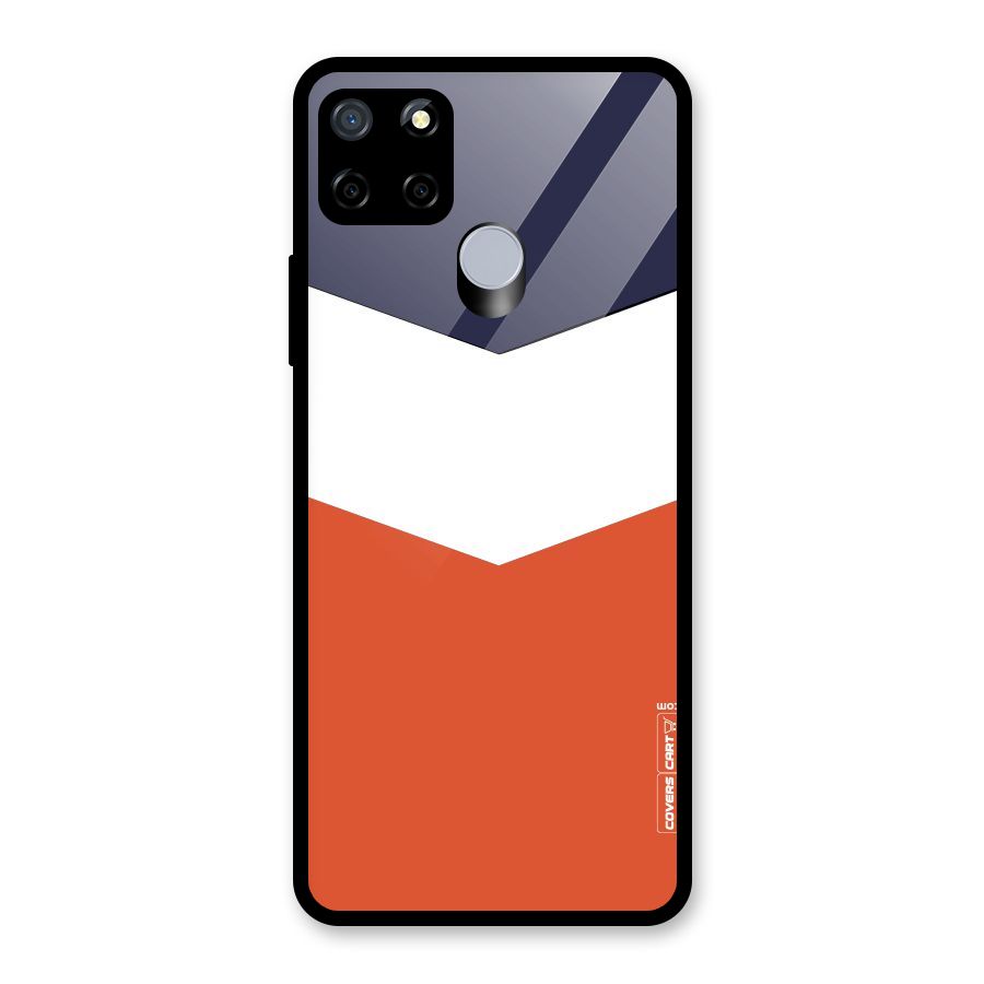 Navy Blue White Orange Arrow Glass Back Case for Realme C15
