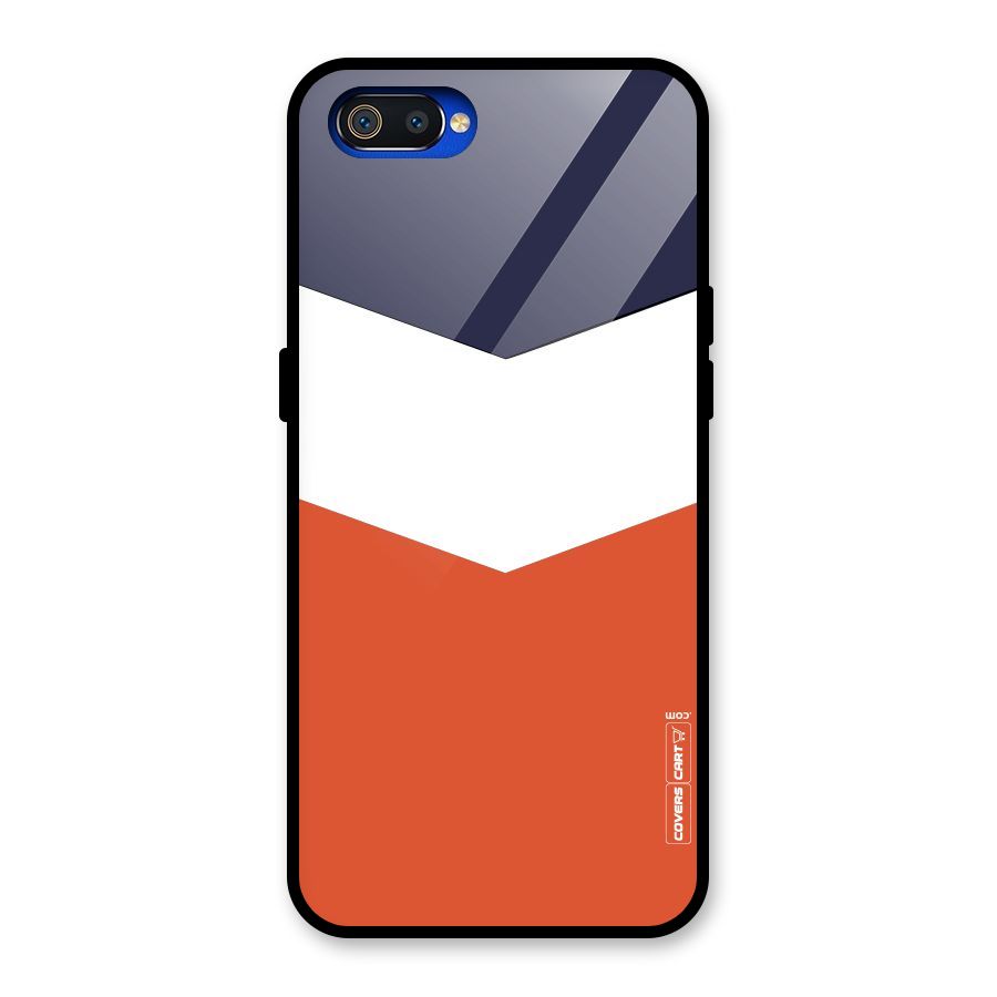 Navy Blue White Orange Arrow Glass Back Case for Realme C2