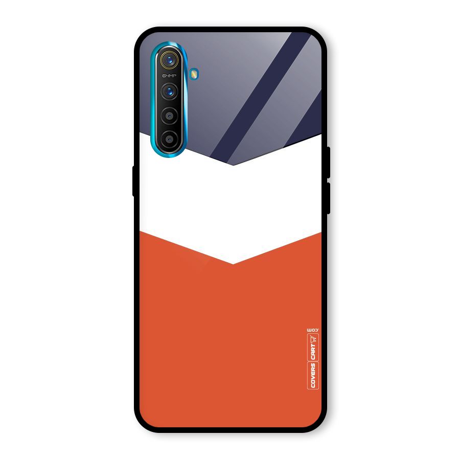 Navy Blue White Orange Arrow Glass Back Case for Realme XT