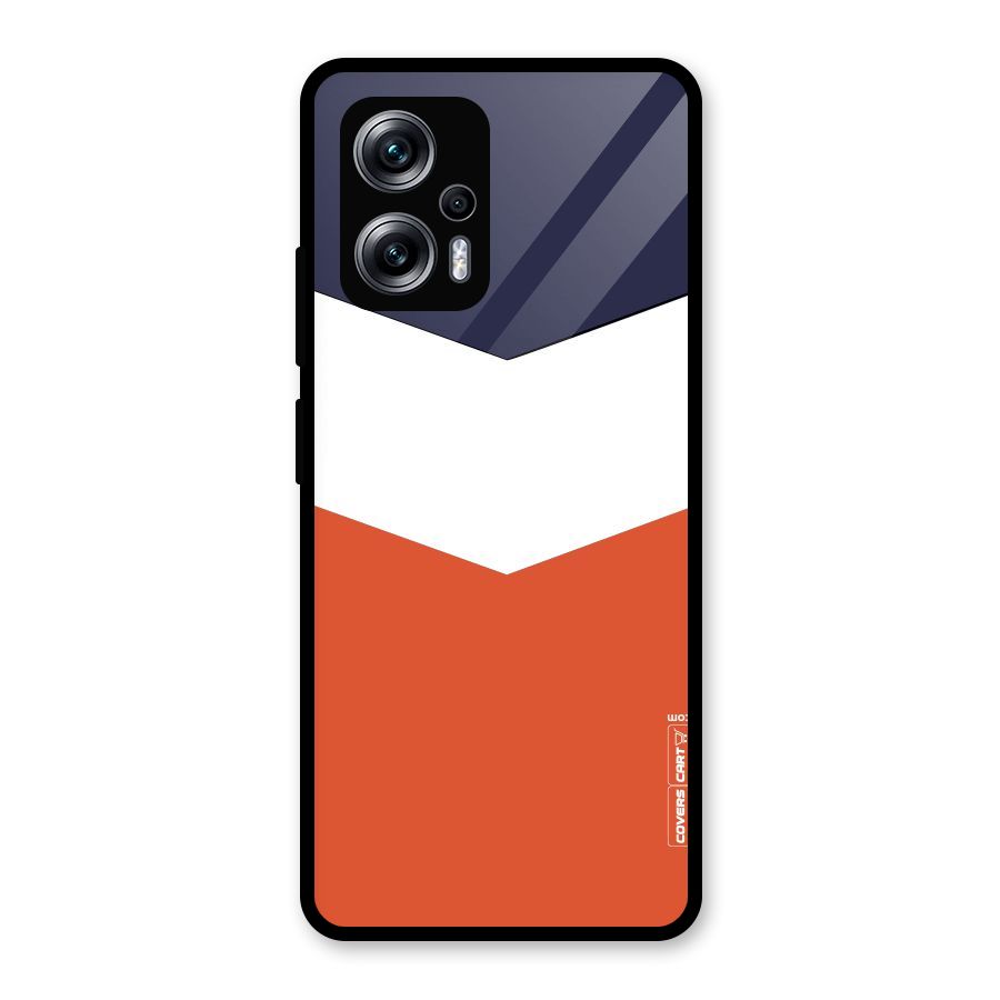 Navy Blue White Orange Arrow Glass Back Case for Redmi K50i