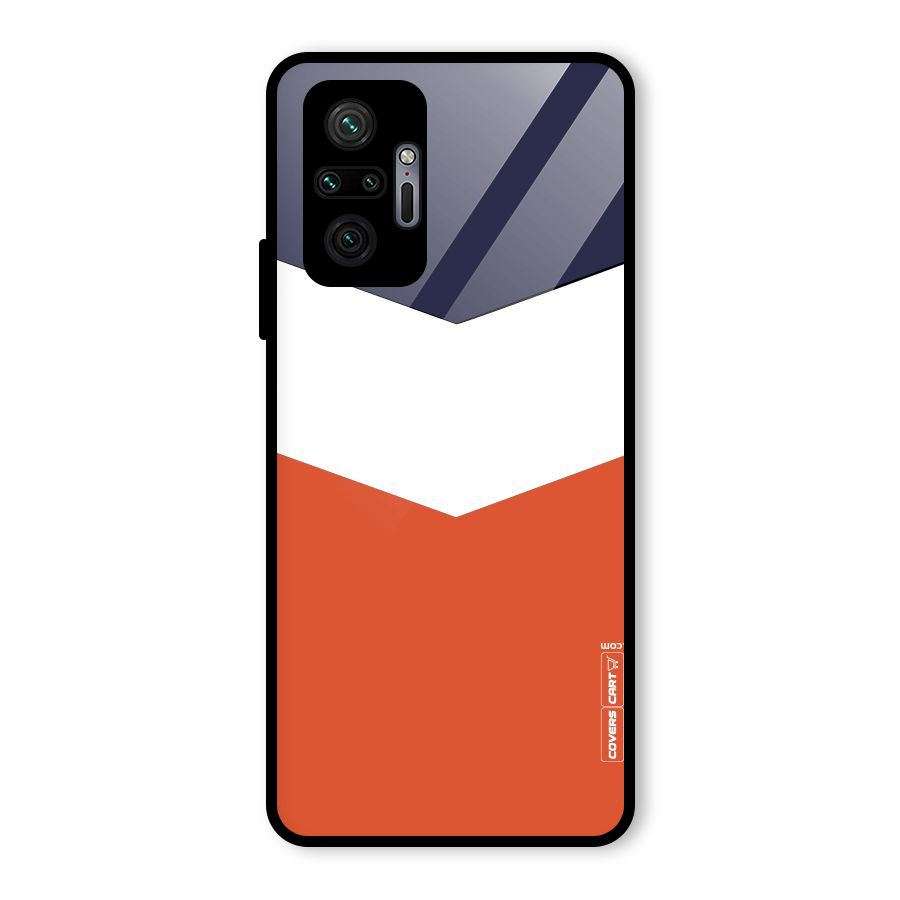 Navy Blue White Orange Arrow Glass Back Case for Redmi Note 10 Pro