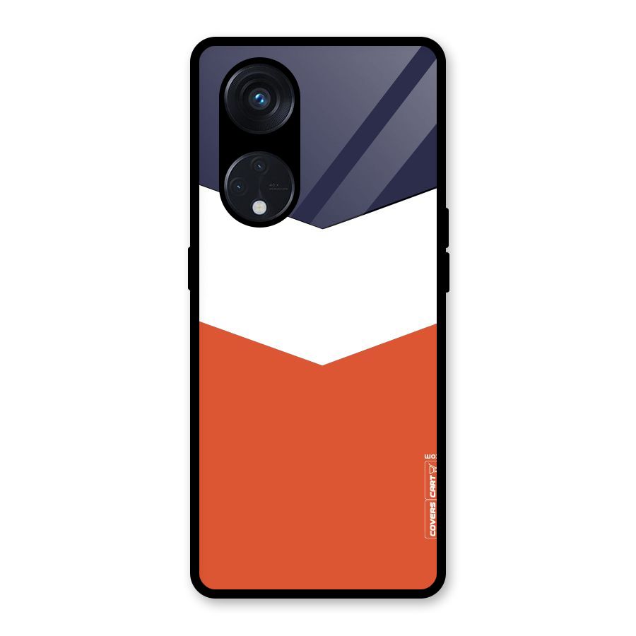 Navy Blue White Orange Arrow Glass Back Case for Reno8 T 5G