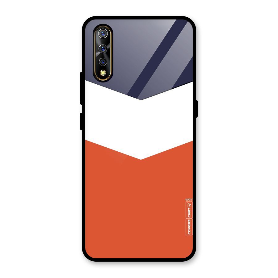 Navy Blue White Orange Arrow Glass Back Case for Vivo S1