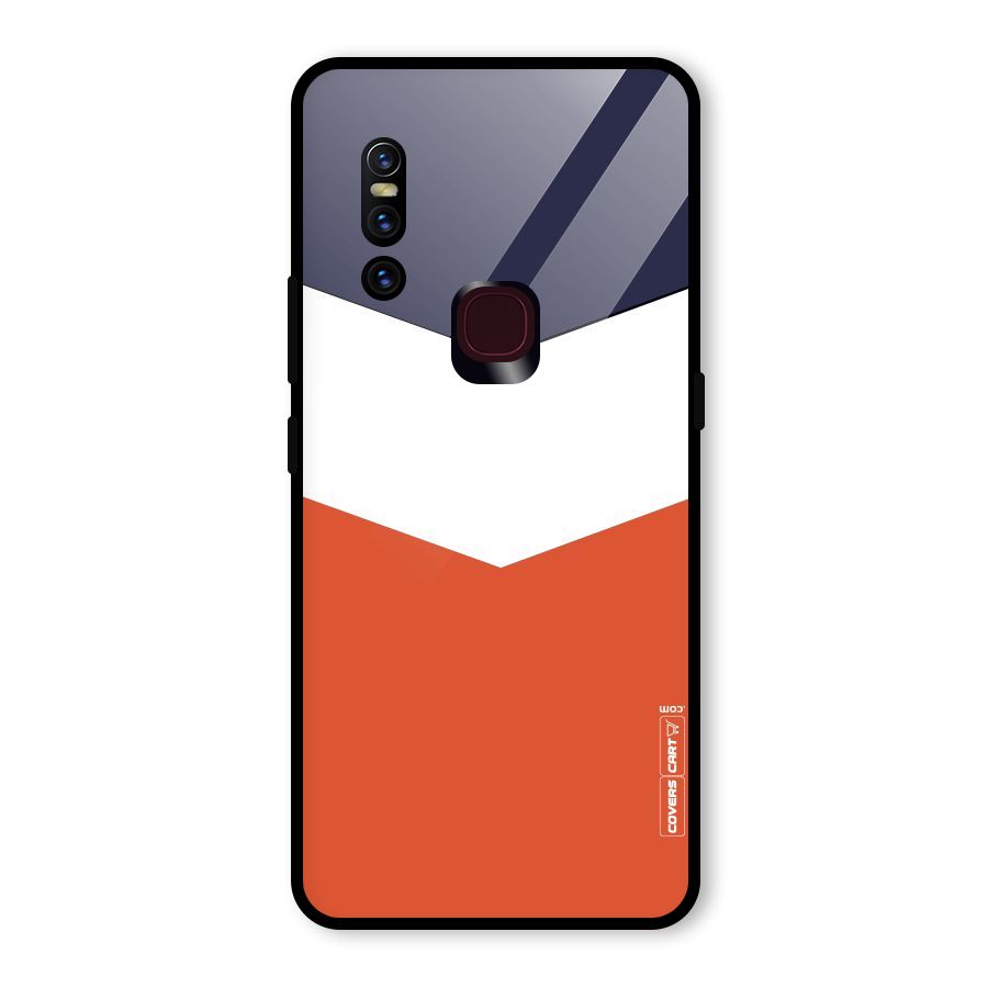 Navy Blue White Orange Arrow Glass Back Case for Vivo V15