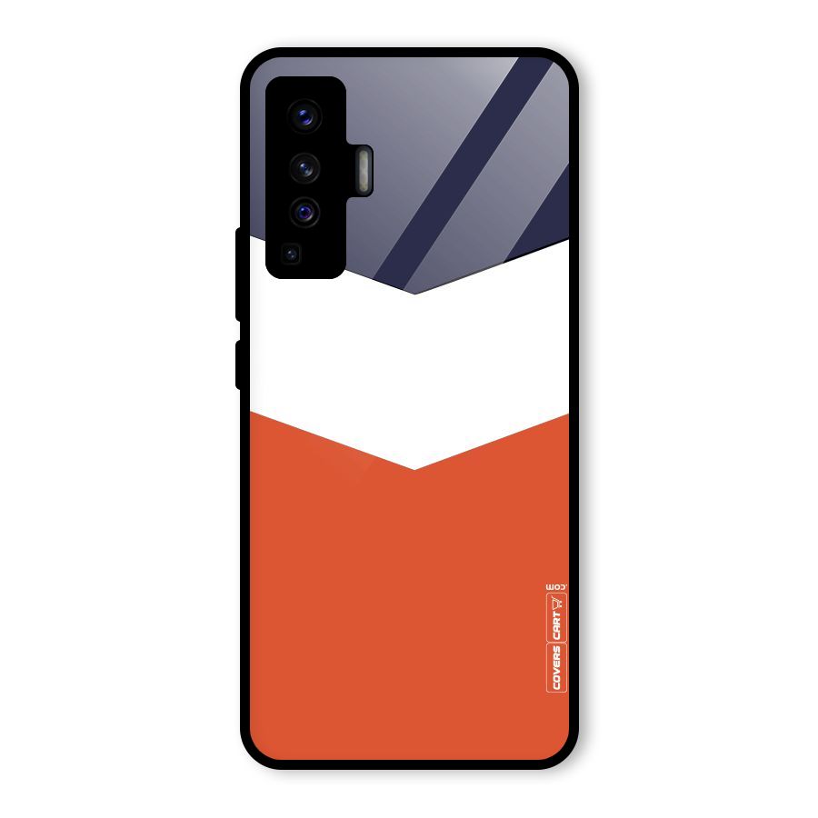 Navy Blue White Orange Arrow Glass Back Case for Vivo X50