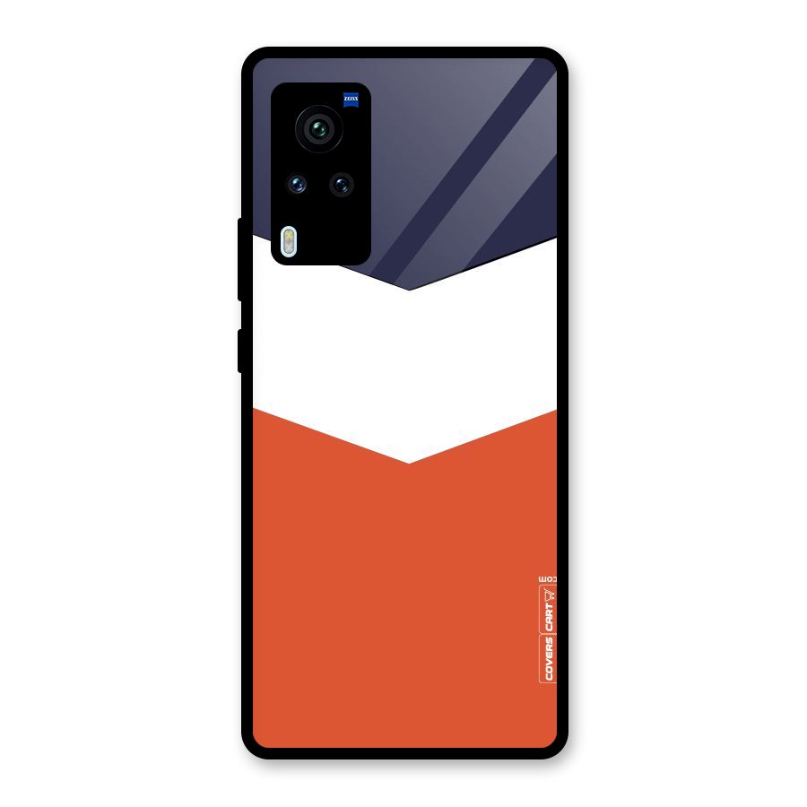 Navy Blue White Orange Arrow Glass Back Case for Vivo X60 Pro