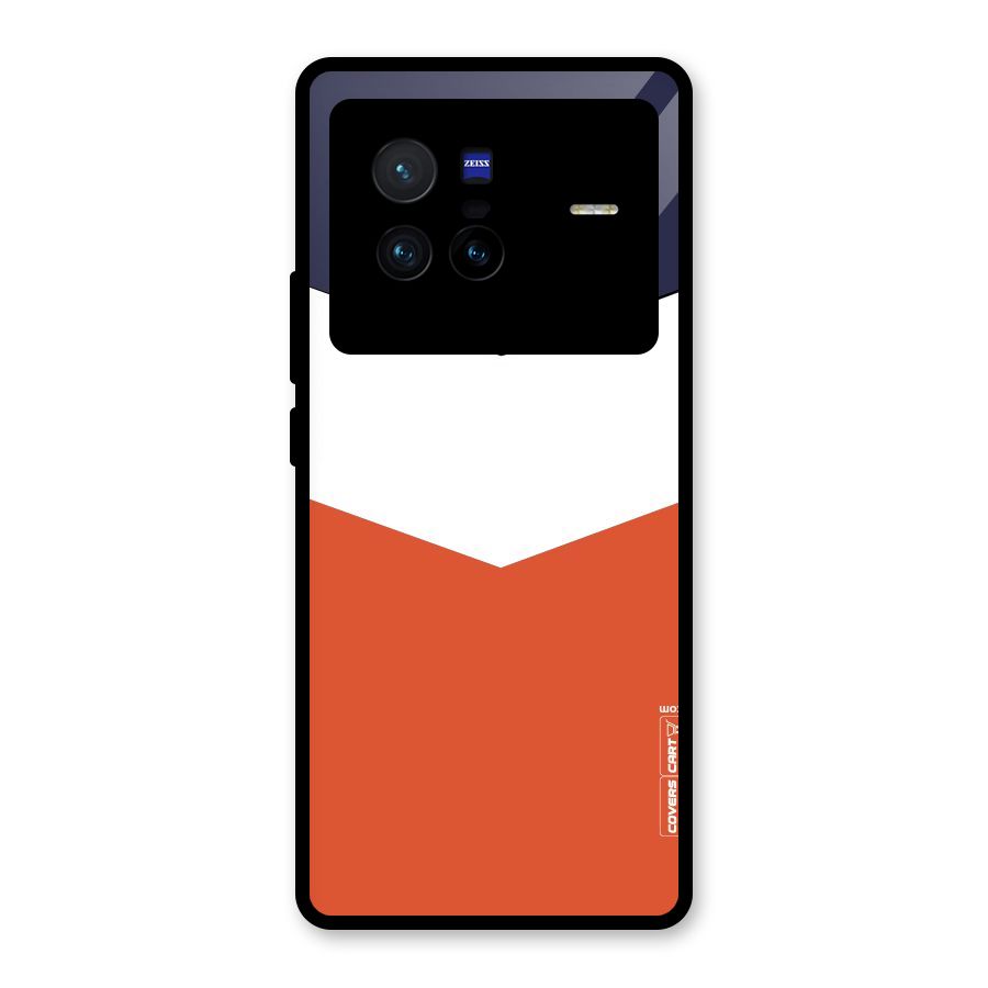 Navy Blue White Orange Arrow Glass Back Case for Vivo X80