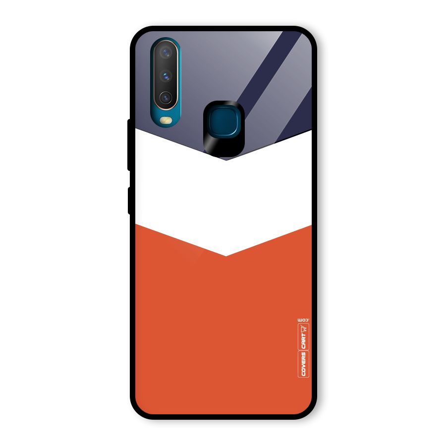 Navy Blue White Orange Arrow Glass Back Case for Vivo Y15